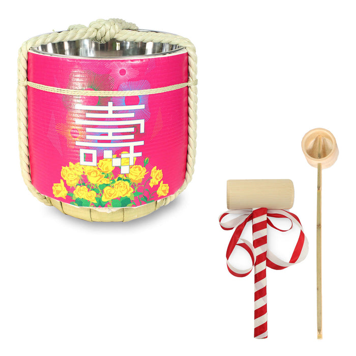 Stainless Sake-Barrel set / Kotobuki(hanakazari) / Medium 15