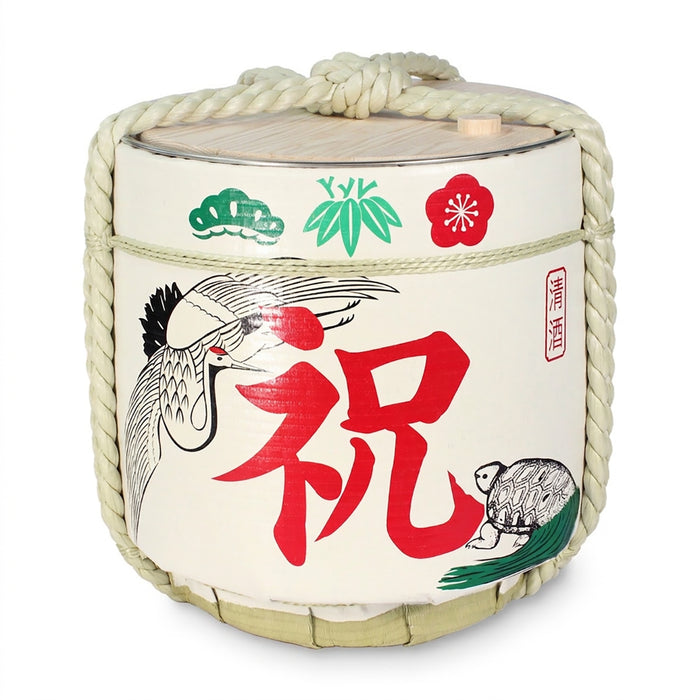 Stainless Sake-Barrel /  Iwai (tsuru kame)