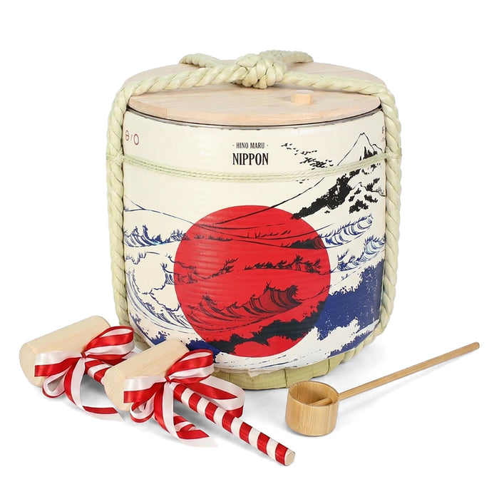 Stainless Sake-Barrel set / Hinomaru NIPPON(right Mt.fuji)