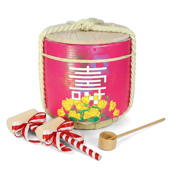 Stainless Sake-Barrel set / Kotobuki(hanakazari)