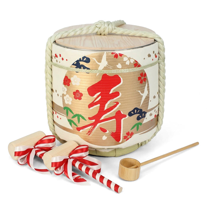 Stainless Sake-Barrel set /  Tobitsuru (celebration)