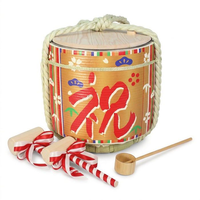Stainless Sake-Barrel set / Goshoku-Takijima(celebration)