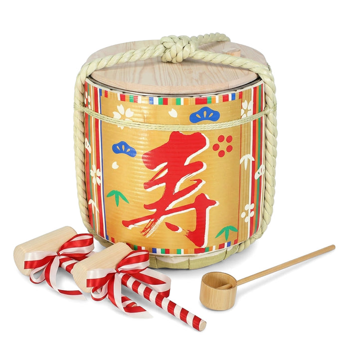Stainless Sake-Barrel set / Goshoku-Takijima(congratulation)
