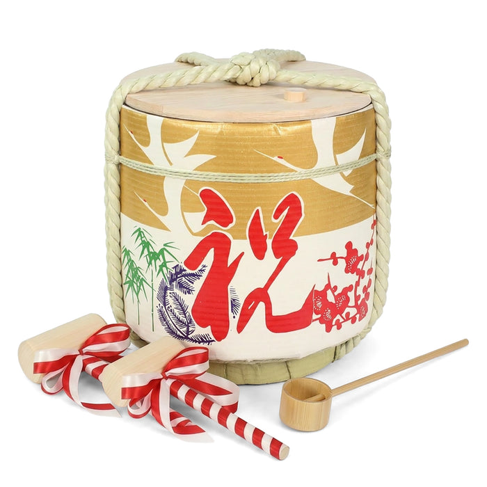 Stainless Sake-Barrel set /  Iwai (gold)