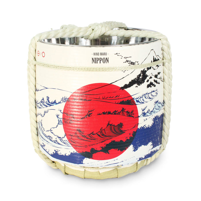 Stainless Sake-Barrel set / Hinomaru NIPPON(right Mt.fuji) / Medium 15