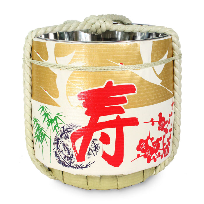 Stainless Sake-Barrel set /  Kotobuki (gold)